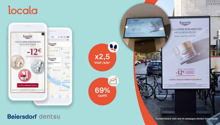 La sinergia del DOOH e del mobile by Locala nel planning di Dentsu per Eucerin