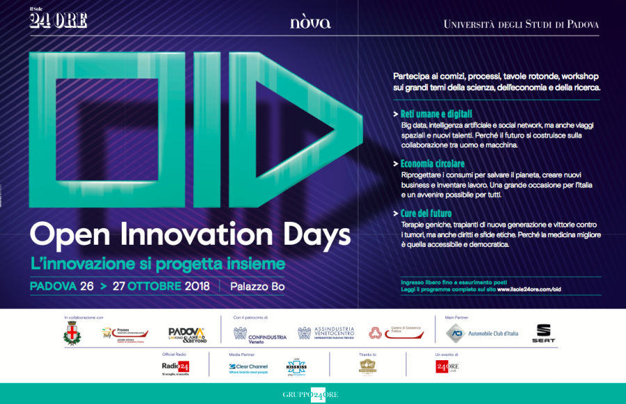 Il 26 e 27 ottobre a Padova la seconda edizione degli Open Innovation Days in collaborazione con Nòva24