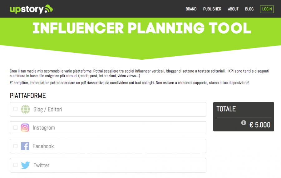 UpStory ha varato il nuovo Influencer Planning Tool