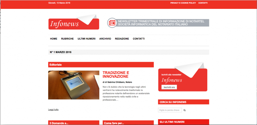 Notartel Infonews, è online il Notariato Italiano