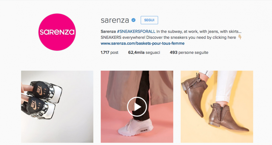 Le calzature Sarenza online su Instagram