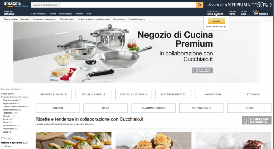 Amazon amplia il piano cottura con Cucchiaio.it