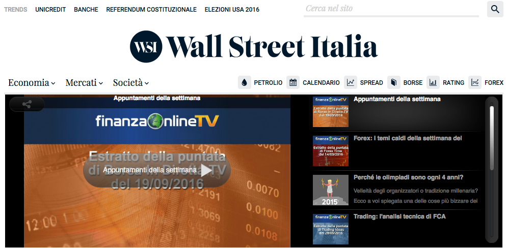 F Financial Magazine è diventato Wall Street Italia
