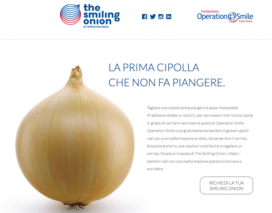 Una cipolla contro le malformazioni del volto: è un successo la campagna #SmilingOnion