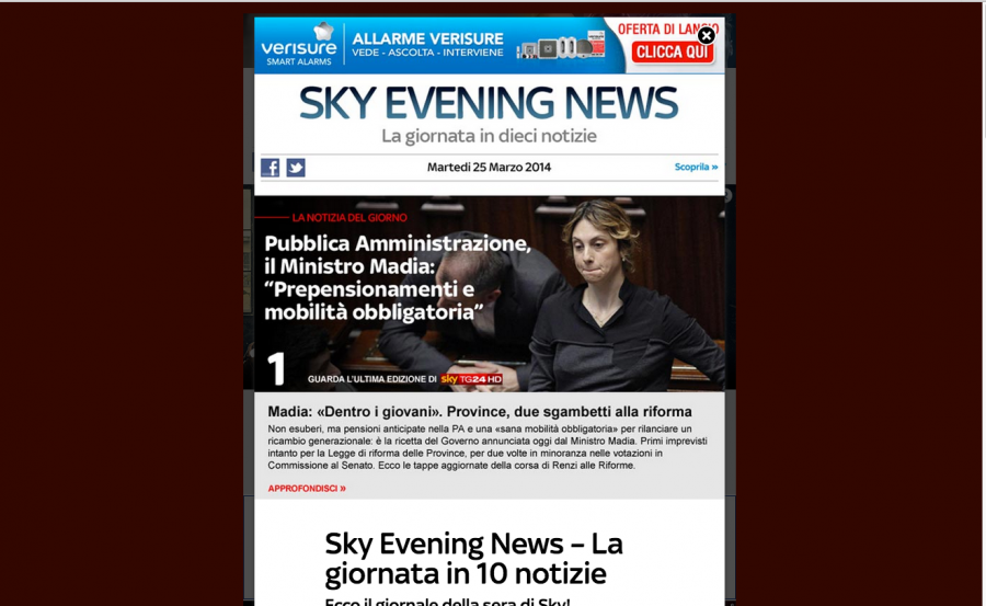 Sky Evening News festeggia tre anni con 260 milioni di pagine viste