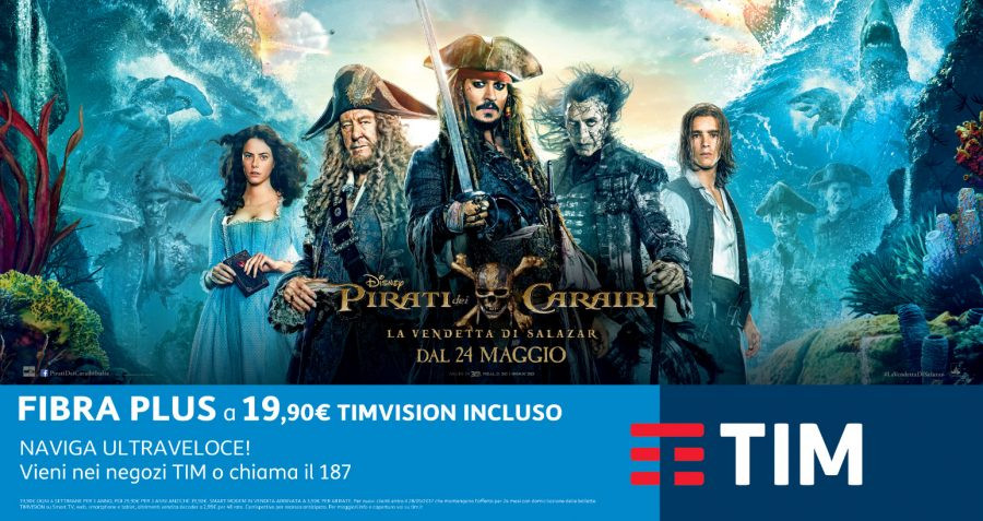 “Pirati dei Caraibi: La Vendetta di Salazar”, nuove promozioni con TIM e San Benedetto