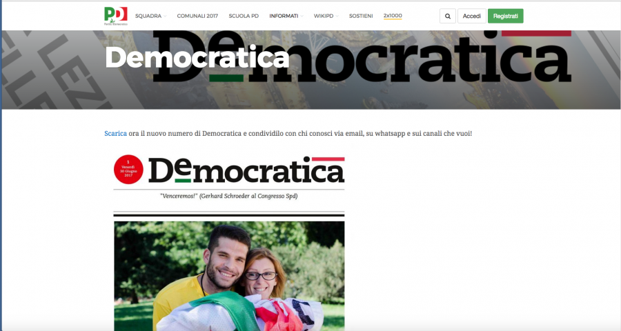 Il Pd lancia Democratica, quotidiano online, la raccolta pubblicitaria affidata a System 24