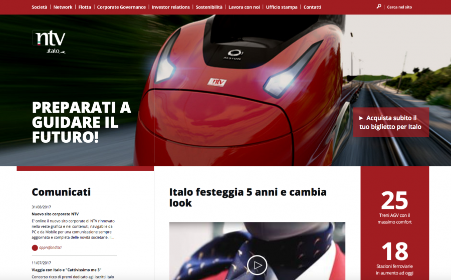 Engitel firma il sito istituzionale di NTV - Nuovo Trasporto Viaggiatori