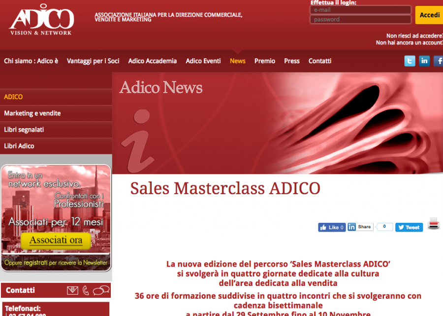 Nuova edizione per il percorso “Sales Masterclass Adico”