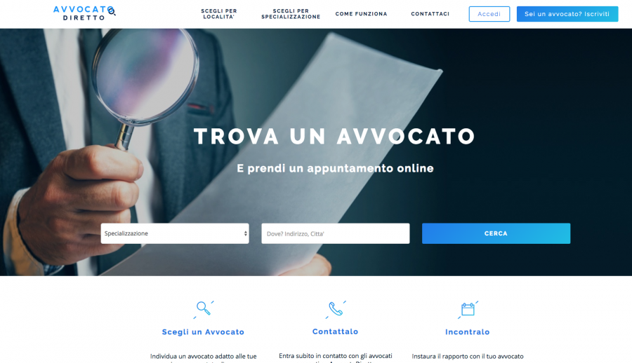 Avvocatodiretto.com, è online  il motore di ricerca dedicato agli avvocati