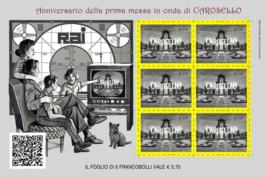 Emesso un francobollo dedicato a Carosello  per il 60° anniversario della sua prima messa in onda