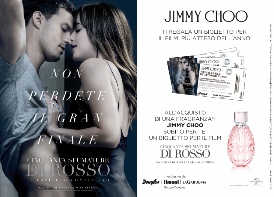Jimmy Choo Parfums e MovieMedia insieme per il capitolo conclusivo “Cinquanta Sfumature di Rosso”