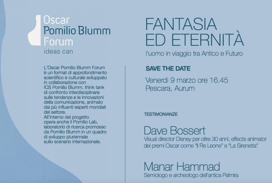 Ritorna a Pescara, il 9 marzo, Oscar Pomilio Blumm Forum; con un focus sui linguaggi delle emozioni