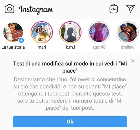 Instagram rende invisibile il numero dei “like"